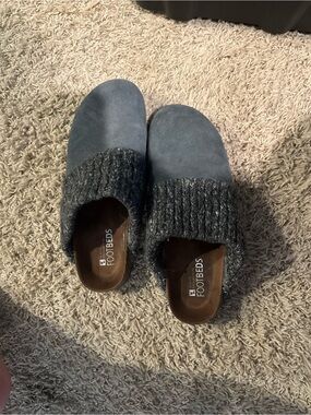 White Mountain Women's Charcoal Knit Cuff Slip-On Slippers